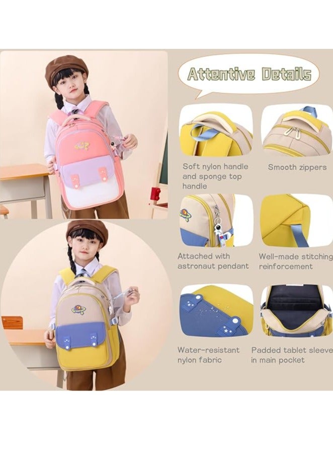 Kids Backpack for Girls Boys School Bags Elementary Bookbags with Astronaut Pendant - Image 4
