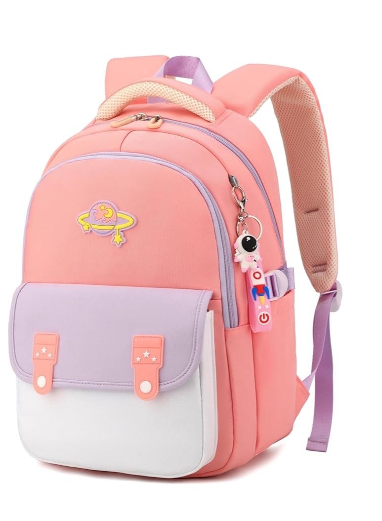 Kids Backpack for Girls Boys School Bags Elementary Bookbags with Astronaut Pendant - Image 1