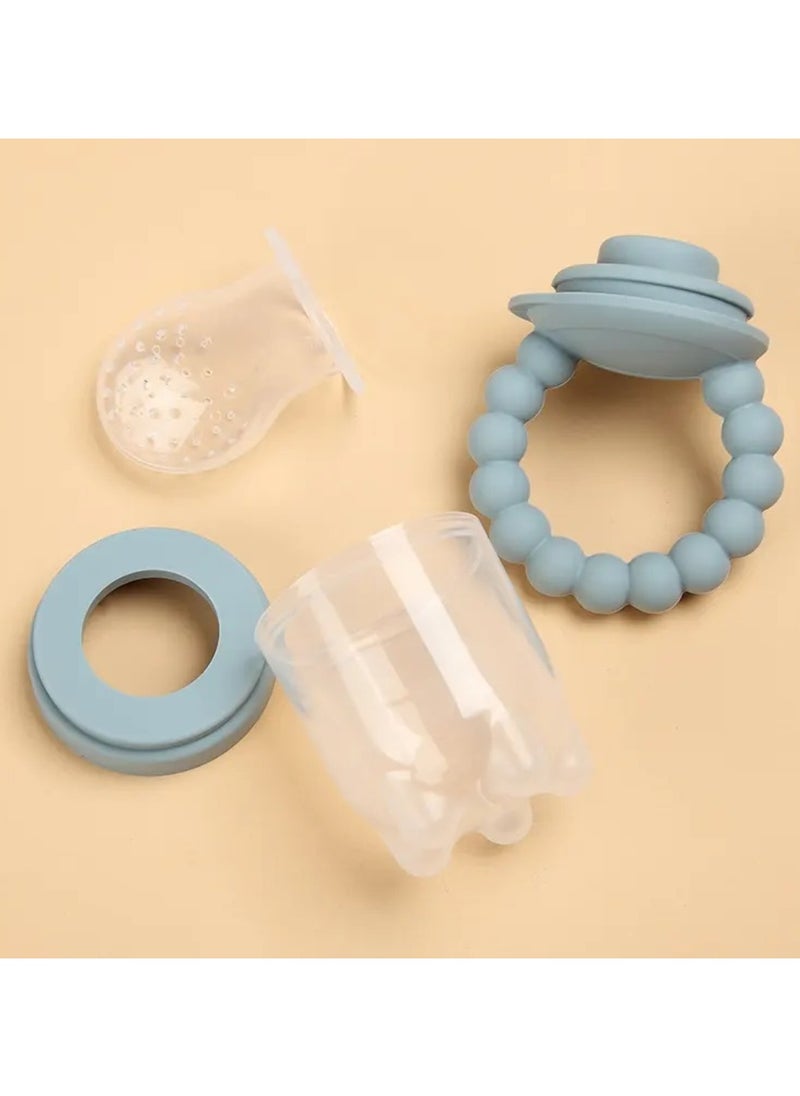 Pikkaboo - Pikkaboo Chew & Feed Teether with Fruit Pacifier Duo - Blue - Image 1