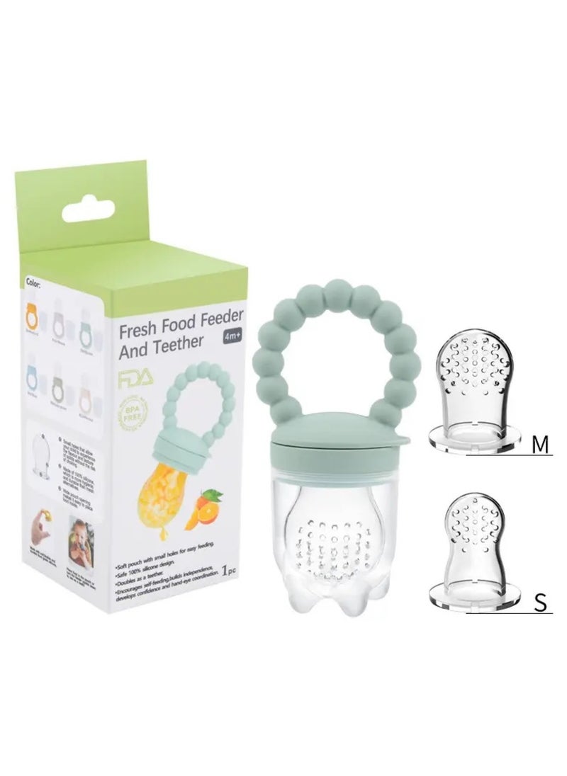 Pikkaboo - Pikkaboo Chew & Feed Teether with Fruit Pacifier Duo - Blue - Image 1