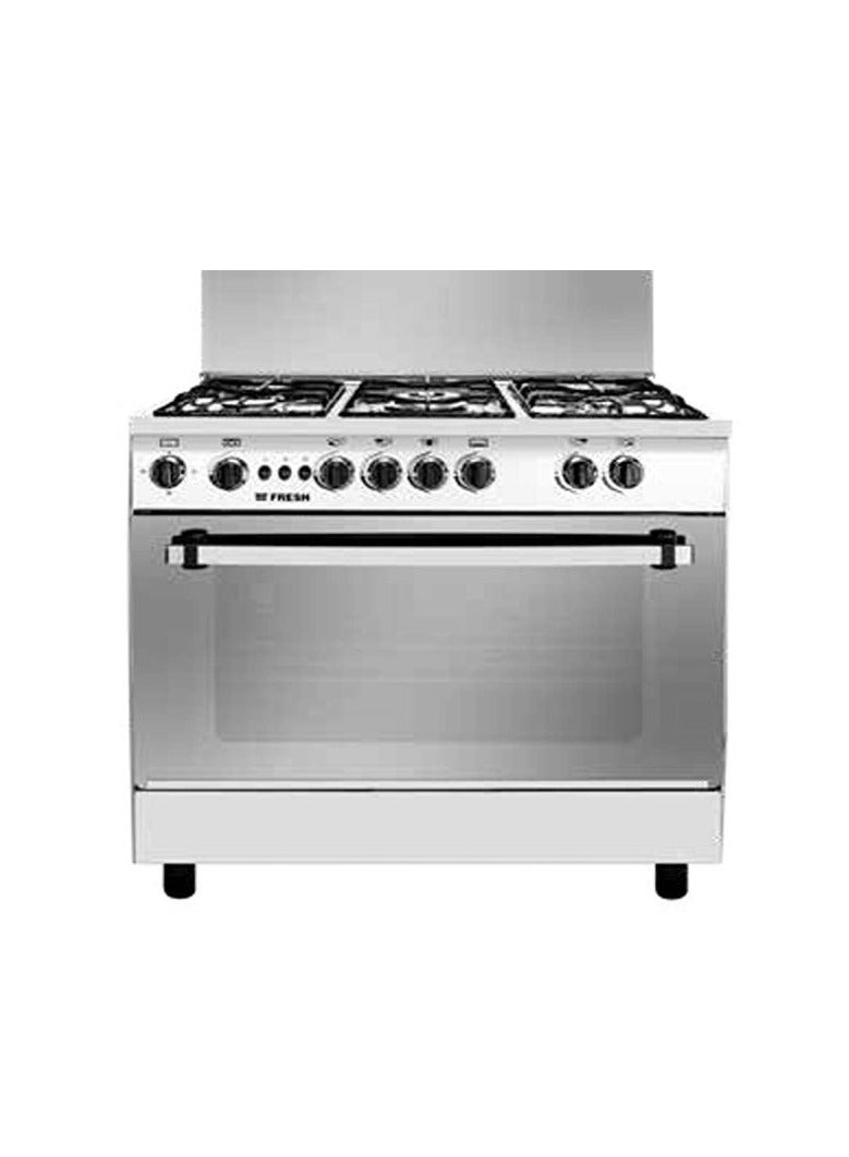 Fresh Gas Cooker Jumbo 5 Burners 90*60 Cm With Fan Stainless code 20243