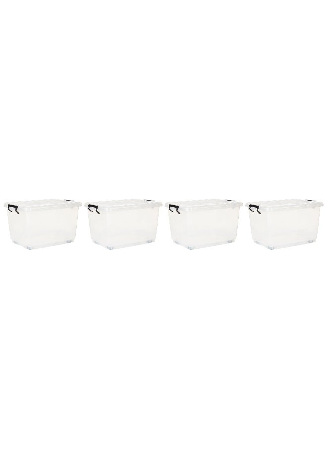 Cosmoplast 33L Clear Plastic Storage Set of 4 Box with Wheels & Lockable Lid  - Image 2