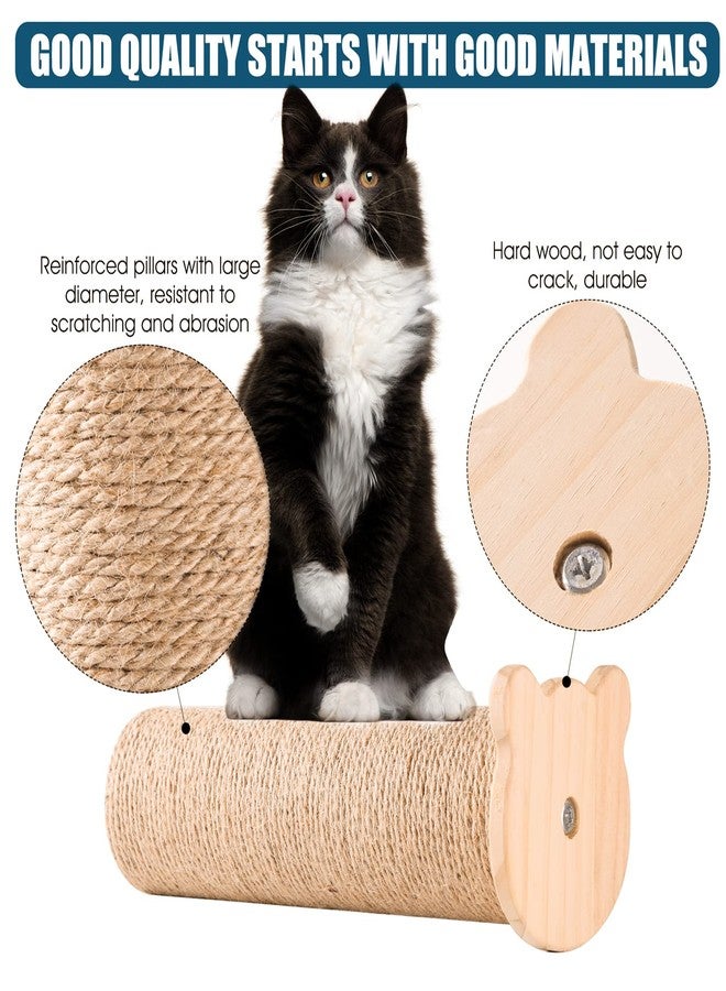 Forc Cat Steps Wall-Mounted Platform, Sisal Rope Grinding Claws Toy,Cat Scratching Post Shelf Board Floating Perch Climber Scratcher Furniture, Bed Tree Playground(1step) - Image 3