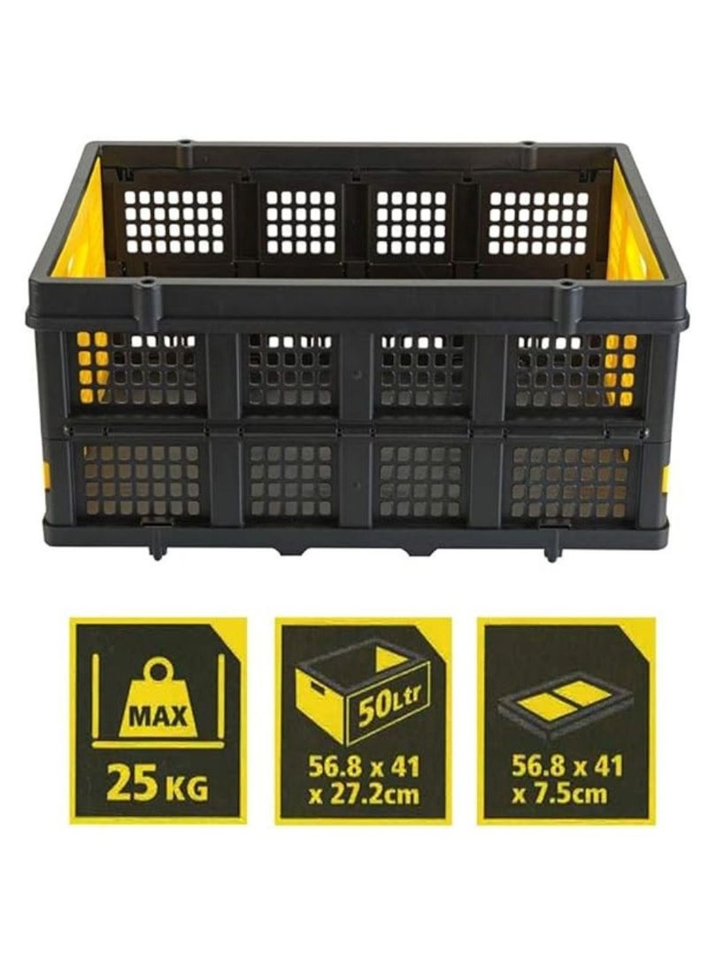 Stanley - STANLEY Folding Basket SXWT-FT505 - Collapsable Basket use for Shopping, Picnic, & Tools Movement - Lightweight & Durable Polypropylene - 25Kg or 40L Capacity - Image 1