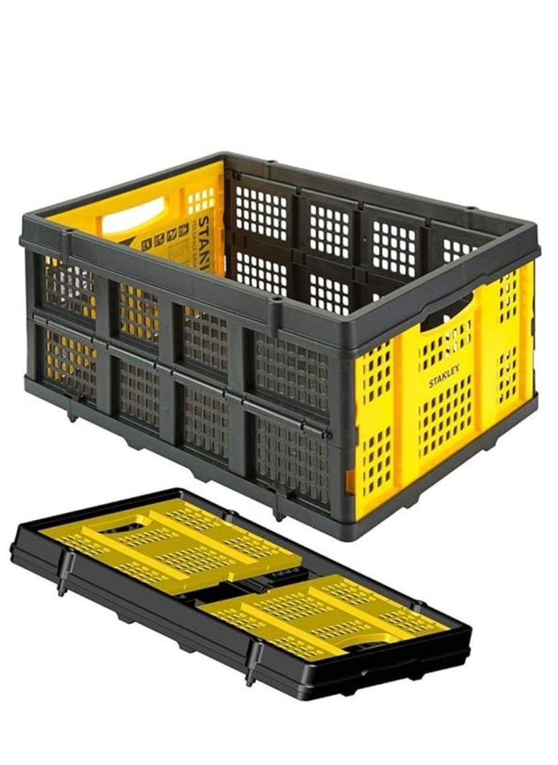 Stanley - STANLEY Folding Basket SXWT-FT505 - Collapsable Basket use for Shopping, Picnic, & Tools Movement - Lightweight & Durable Polypropylene - 25Kg or 40L Capacity - Image 1