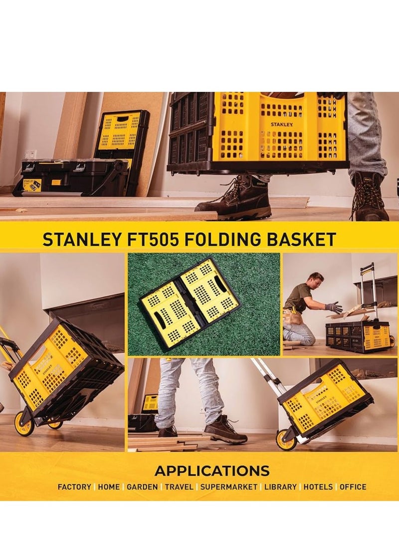 Stanley - STANLEY Folding Basket SXWT-FT505 - Collapsable Basket use for Shopping, Picnic, & Tools Movement - Lightweight & Durable Polypropylene - 25Kg or 40L Capacity - Image 1