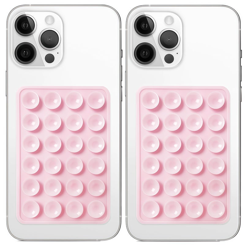 Galundge Anteel 2 Pack Silicone Suction Phone Case Mount, Non Slip Sticky Grip for Cellphone, Silicon Adhesive Suction Cup Mount, Strong Grip Holder for Selfies and Videos (Light Pink) - Image 1