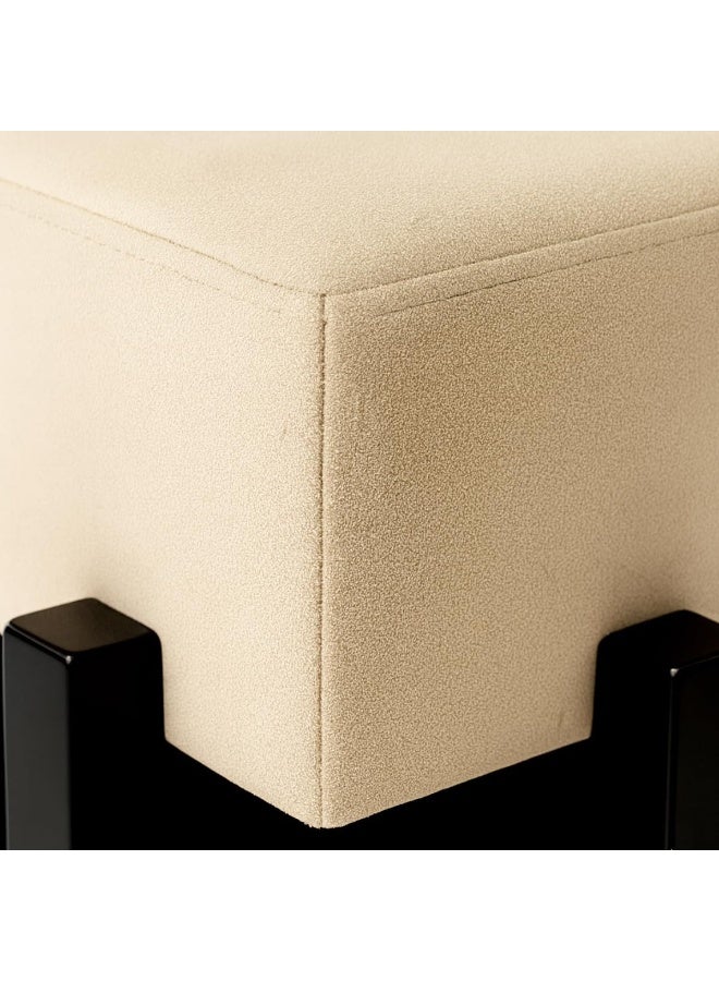 Wooden Interlocking Ottoman Bench from Dens Store | Easy to assemble | Fashionable cross base | Padded seats | Perfect for living room, bedroom and office (beige pillow, black base) - Image 5