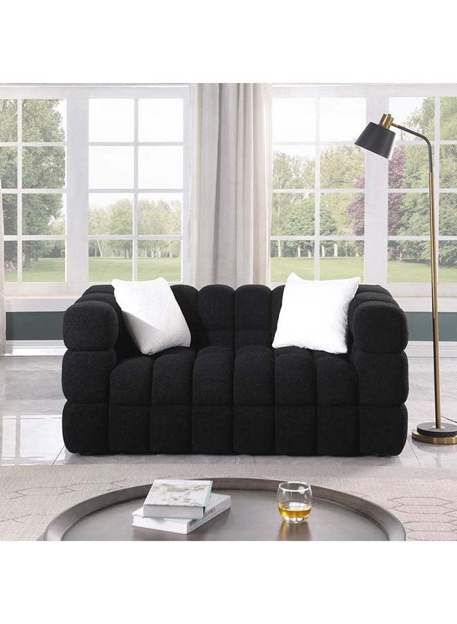 Al Home 2-Seater Black Boucl Sofa By Alhome 210x85 cm