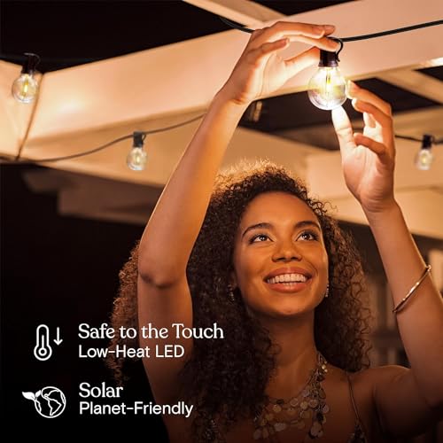 XERGY Solar String Lights, Shatterproof Led Solar String Light Outdoor G40 Retro Lights With 25 Bulbs - 27 Ft With Remote Control And Dimmable Outdoor Waterproof Lights, Black - Image 4