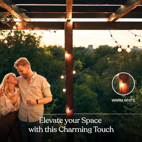 XERGY Solar String Lights, Shatterproof Led Solar String Light Outdoor G40 Retro Lights With 25 Bulbs - 27 Ft With Remote Control And Dimmable Outdoor Waterproof Lights, Black - Image 2