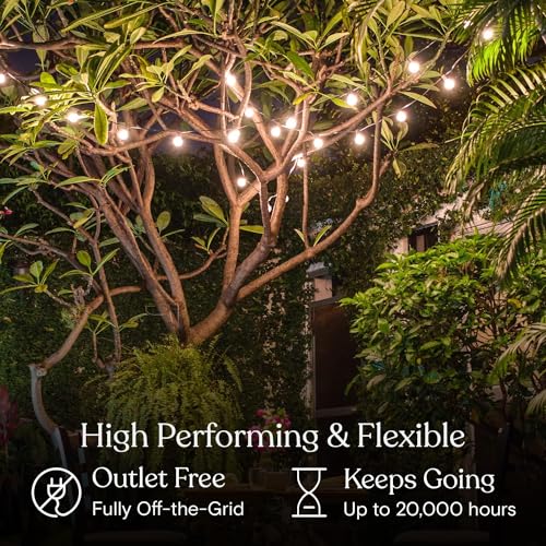 XERGY Solar String Lights, Shatterproof Led Solar String Light Outdoor G40 Retro Lights With 25 Bulbs - 27 Ft With Remote Control And Dimmable Outdoor Waterproof Lights, Black - Image 3