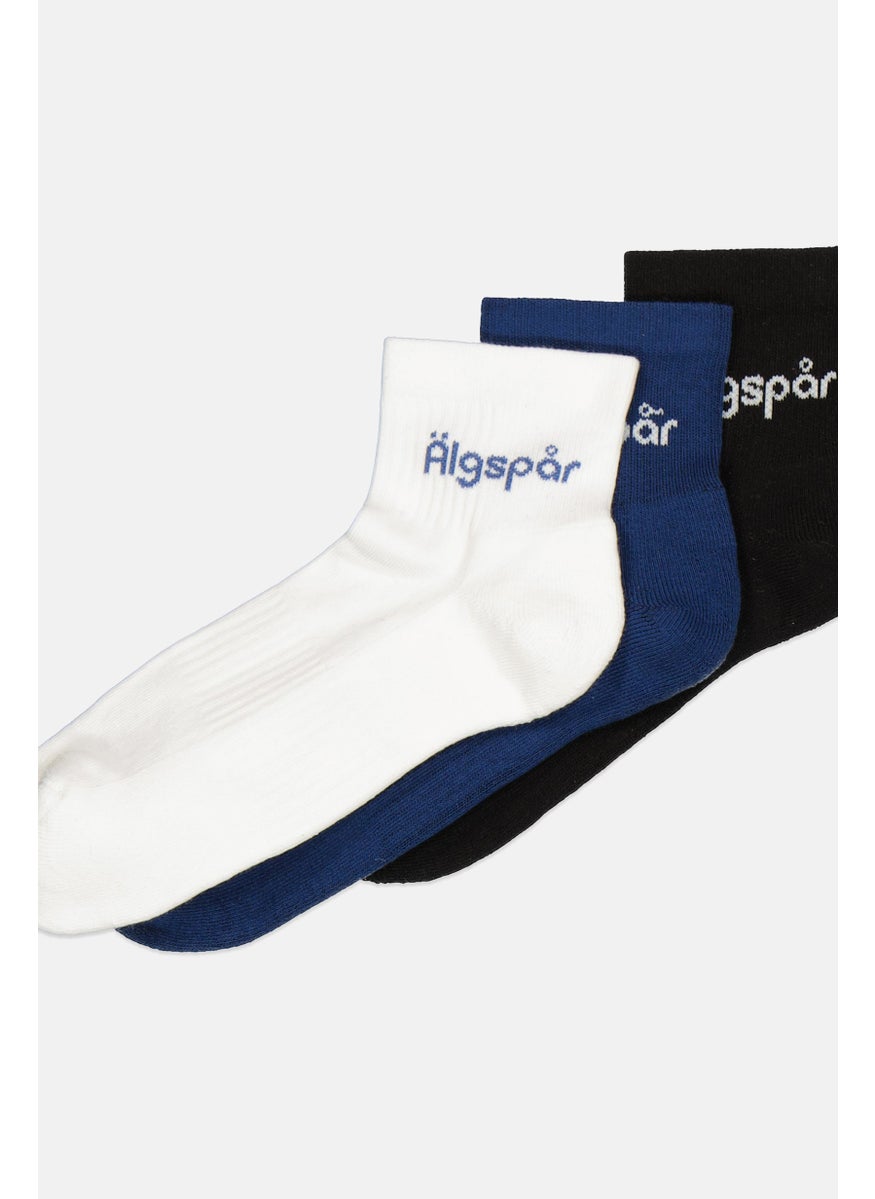 Algspar Men 3 Pairs Brand Logo Quarter Socks, Multicolor  - Image 2