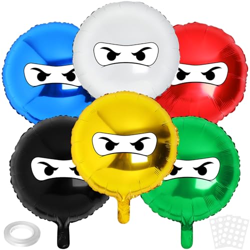 Hungdao 12 Pcs 18 Inches Ninja Balloons Colorful Ninja Theme Party Supplies Aluminum Film Balloon Birthday Party Favors - Image 1