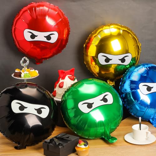 Hungdao 12 Pcs 18 Inches Ninja Balloons Colorful Ninja Theme Party Supplies Aluminum Film Balloon Birthday Party Favors - Image 5