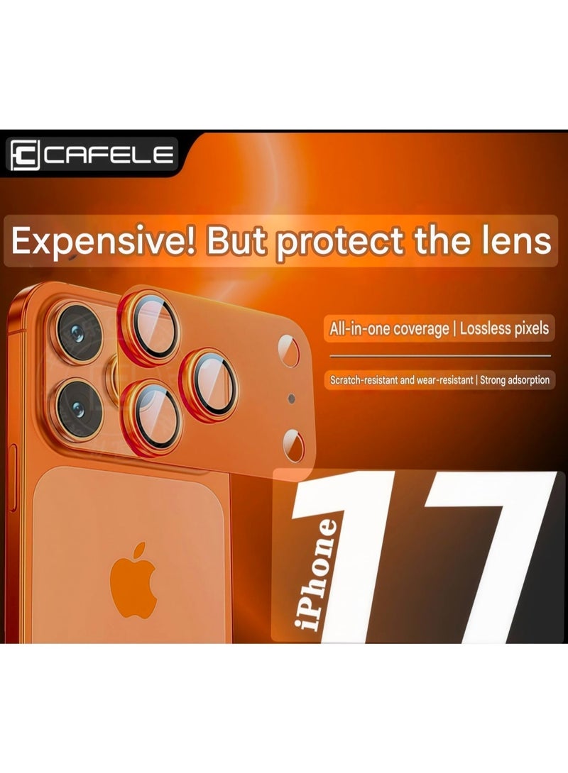 CAFELE Camera Lens Protector for iPhone 17 Pro, 9H Tempered Glass, Anti-Scratch, Case Friendly, No Affect on Night Shots, HD Clear (Orange) - Image 5