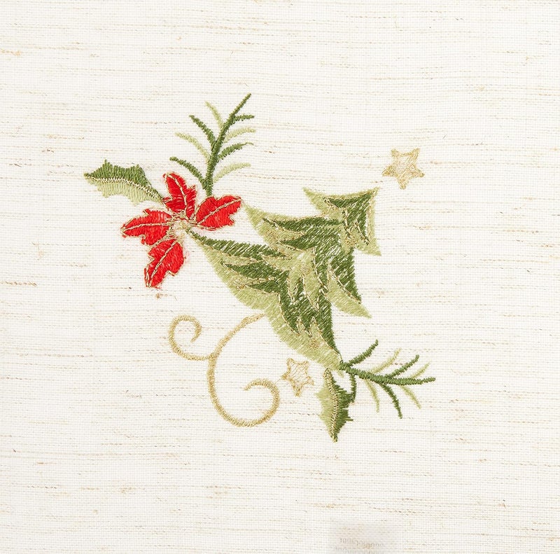 SARO LIFESTYLE 1710N20S Embroidered Christmas Tree Design Linen Blend Napkin  Set of 4 Natural 20 - Image 4