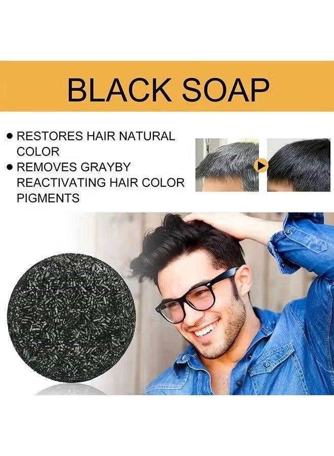 صول لورا شامبو بلاك سوب بار رمادي ، شامبو شريط التغطية 60 جرام ، صابون سواد الشعر مع مستخلصات عشبية نباتية لنمو الشعر وحل خال من الصبغة للشعر الرمادي - Image 2