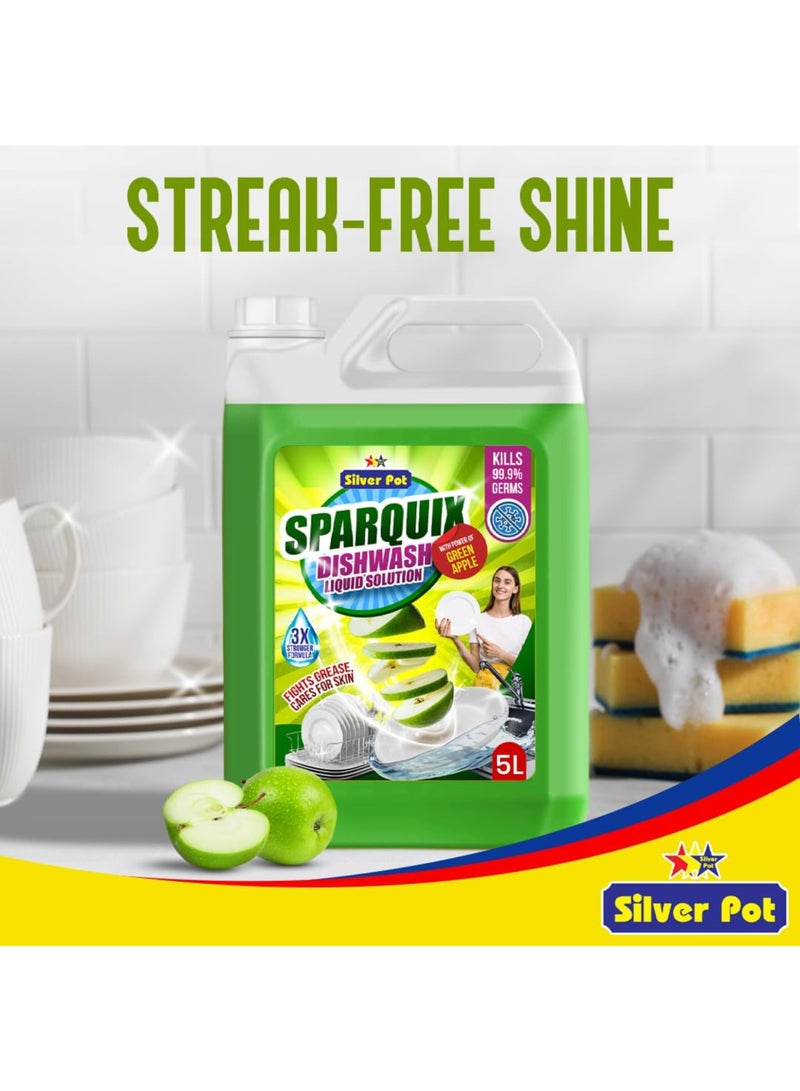 Silver Pot Green Apple Dishwashing Liquid 5L - Image 3