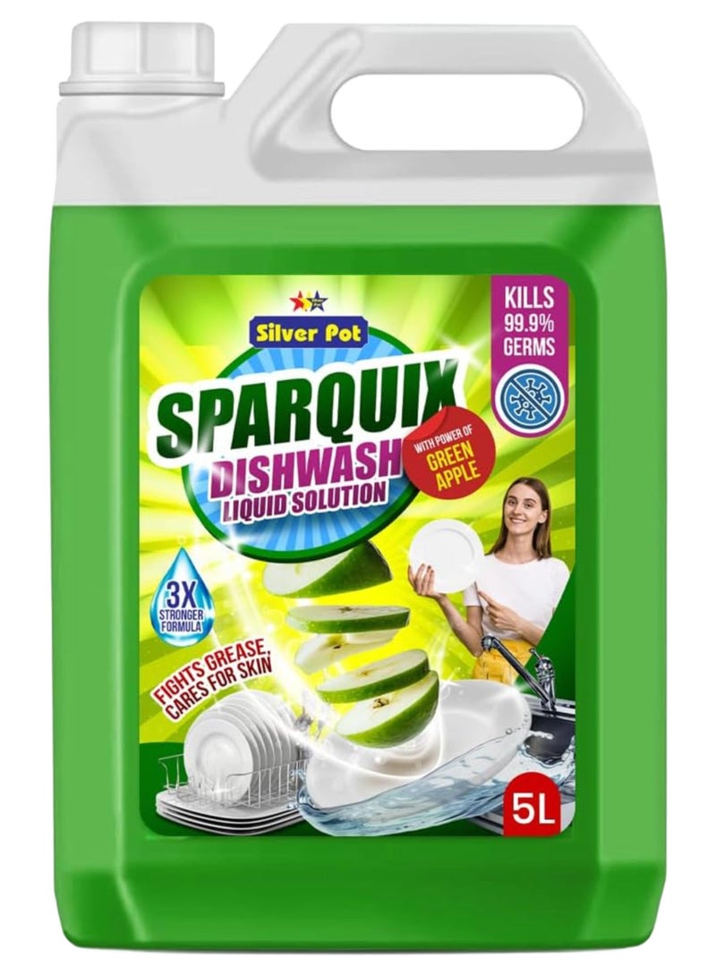 Silver Pot Green Apple Dishwashing Liquid 5L - Image 1