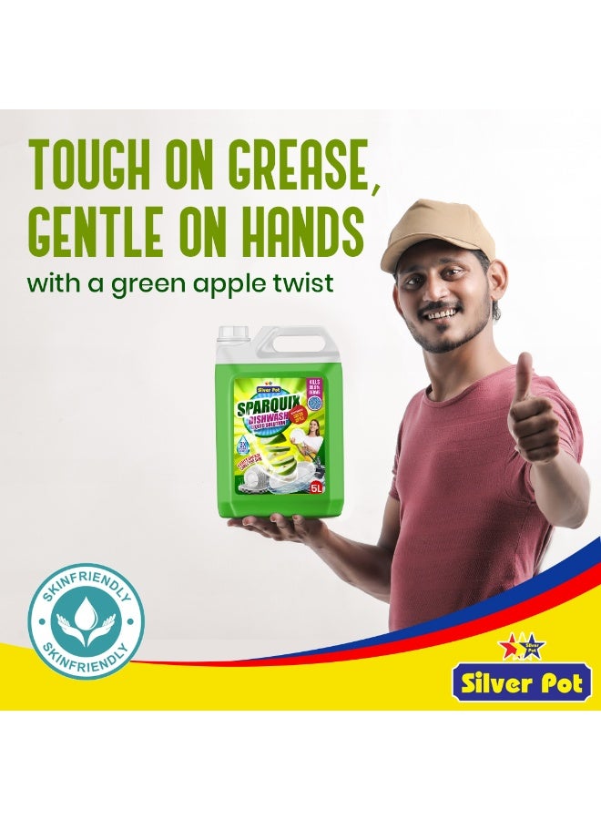 Silver Pot Dishwashing Liquid 5L– Ultra Concentrated Formula with Refreshing Green Apple Scent,Tough on grease, gentle on hands, perfect for daily use - Image 4