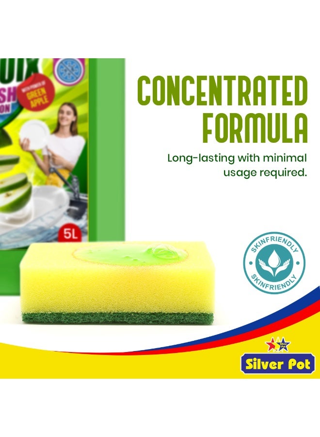 Silver Pot Dishwashing Liquid 5L– Ultra Concentrated Formula with Refreshing Green Apple Scent,Tough on grease, gentle on hands, perfect for daily use - Image 5