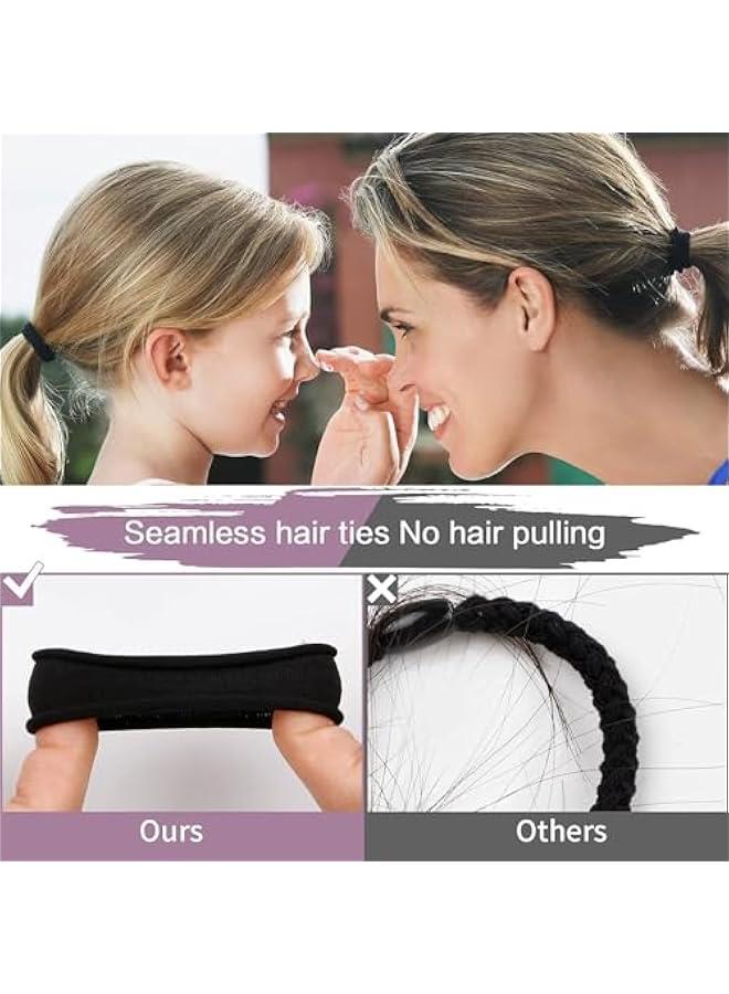بيوينتي 100 PCS Hair Ties for Women, Elastic Cotton Thick Seamless Black Hair Bands, No Crease No Damage for Thick/Thin Hair, Simple Hair Ties Ponytail Holders/Headband Scrunchies/Hair Acces - Image 5
