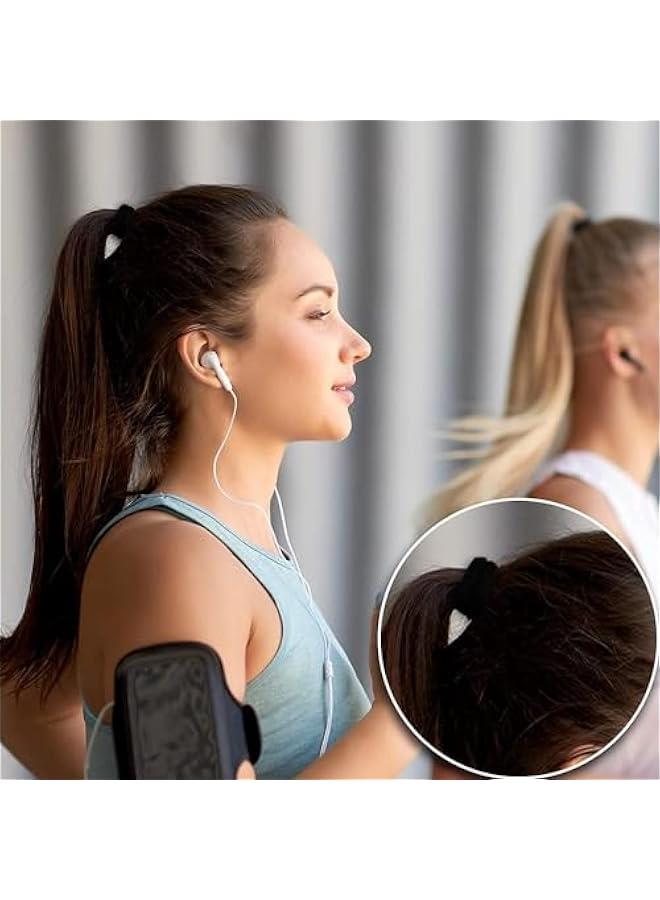 بيوينتي 100 PCS Hair Ties for Women, Elastic Cotton Thick Seamless Black Hair Bands, No Crease No Damage for Thick/Thin Hair, Simple Hair Ties Ponytail Holders/Headband Scrunchies/Hair Acces - Image 4