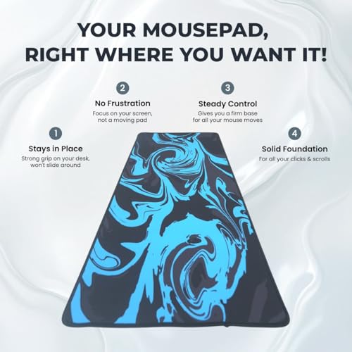 SPIN CART Large Gaming Mouse pad, Long XXL Extended Desk Table Mat Mousepad for Laptop PC Computer (Abstract Blue) - Image 3