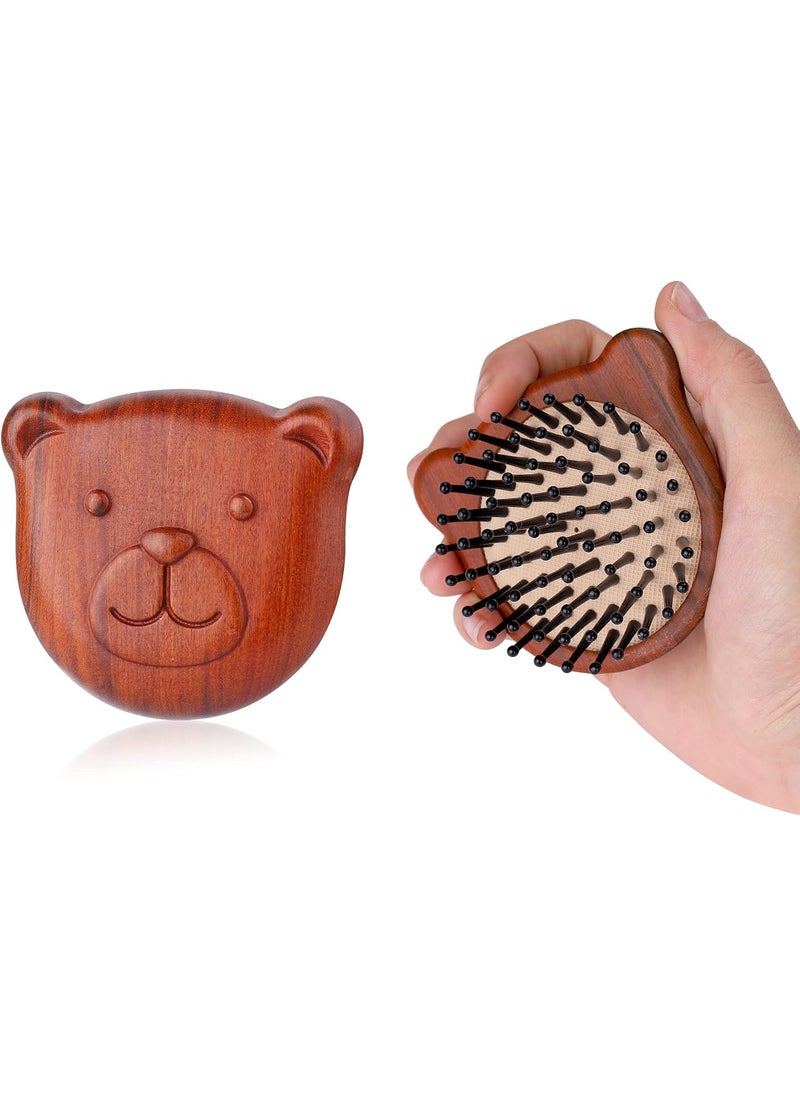 Perfehair - PERFEHAIR Wooden Scalp Massager Brush  Pack of 2 Cute Mini Bear FaceShaped Paddle Hairbrush Comb for Men  Womens Massage Hair Growth  Detangling - Image 1