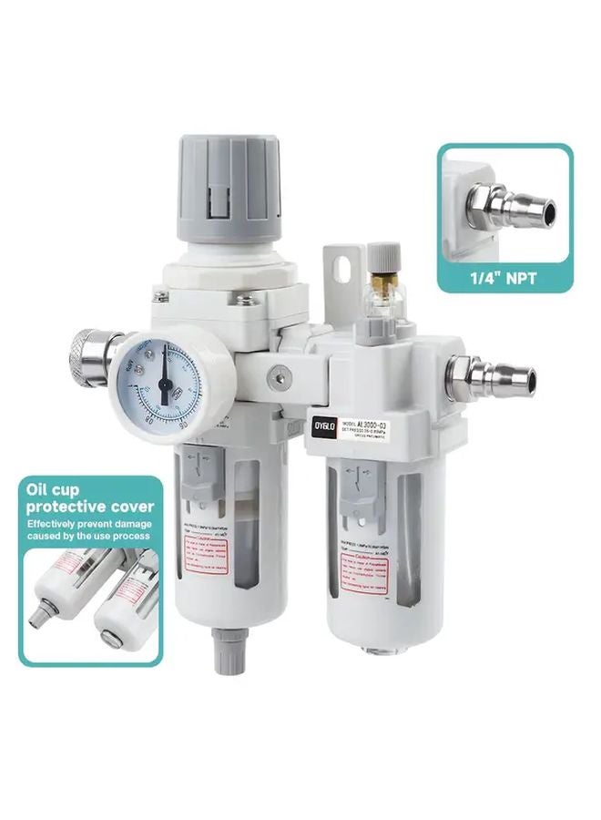 1 Set Air Filter Regulator Combo 3 8 NPT Semi Auto Drain For Air Compressors - Image 3