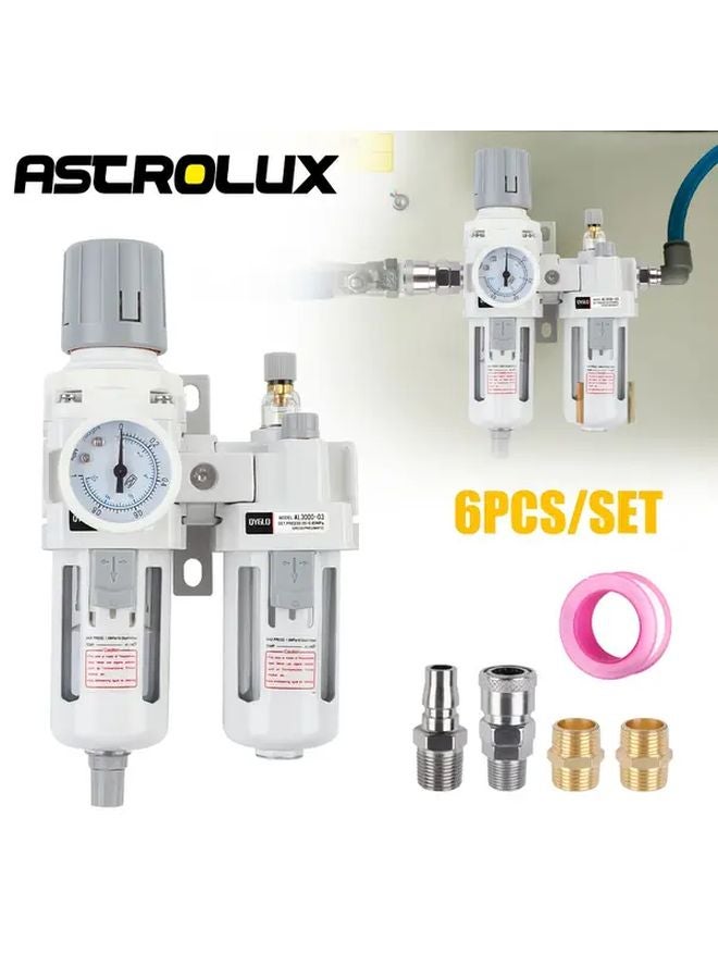 1 Set Air Filter Regulator Combo 3 8 NPT Semi Auto Drain For Air Compressors - Image 2