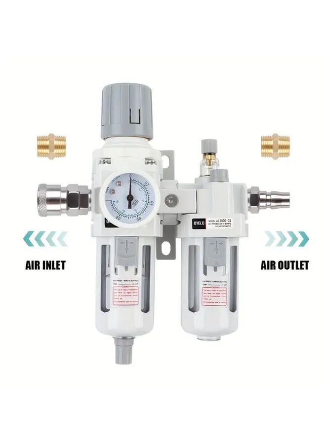 1 Set Air Filter Regulator Combo 3 8 NPT Semi Auto Drain For Air Compressors - Image 5