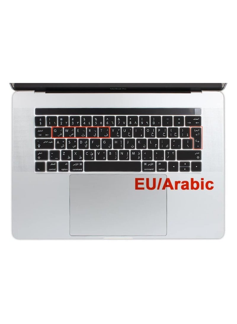 أمم غطاء لوحة مفاتيح واقي من الاتحاد الأوروبي/المملكة المتحدة عربي إنجليزي لجهاز أبل ماك بوك برو 13/15 بوصة 2016-17 إيه 1706 / إيه 1707 أسود - Image 2