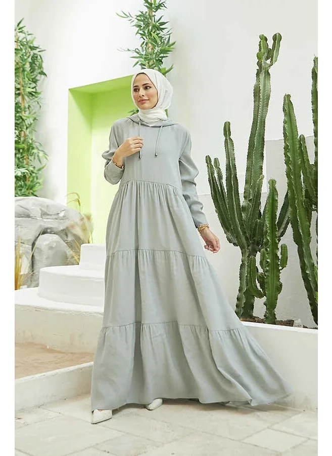 Neways 6531-MODAL Hooded Raglan Sleeve Dress Light Gray
