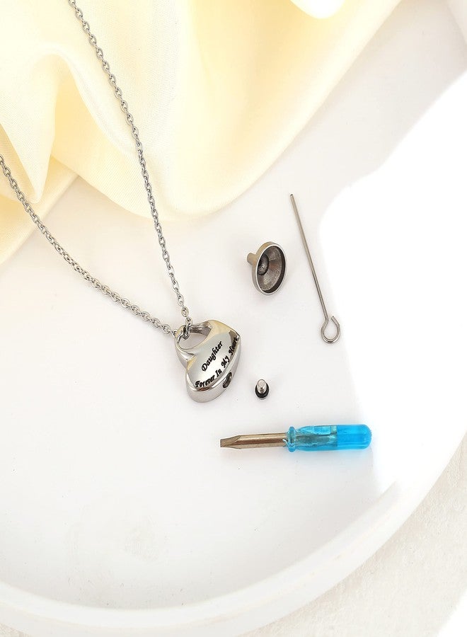 VIUJUH Cremation Urn Necklace for Ashes Urn Jewelry,Forever in My Heart Carved Locket,Stainless Steel Keepsake Waterproof Memorial Pendant for mom& dad Free Filling Kit (Daughter) - Image 5