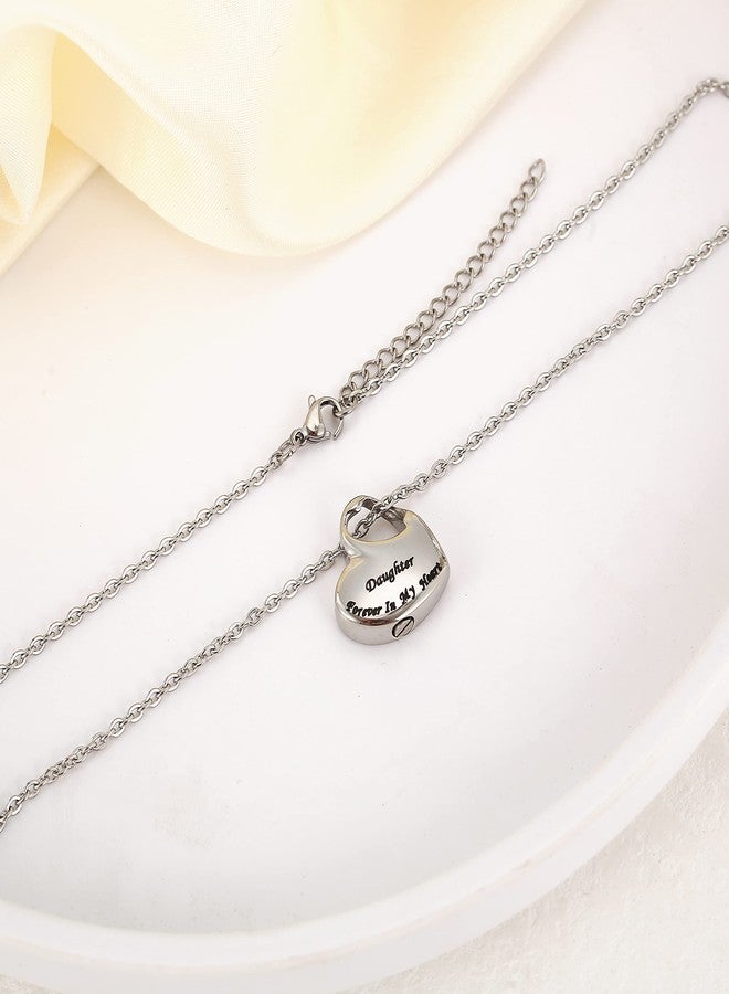 VIUJUH Cremation Urn Necklace for Ashes Urn Jewelry,Forever in My Heart Carved Locket,Stainless Steel Keepsake Waterproof Memorial Pendant for mom& dad Free Filling Kit (Daughter) - Image 4