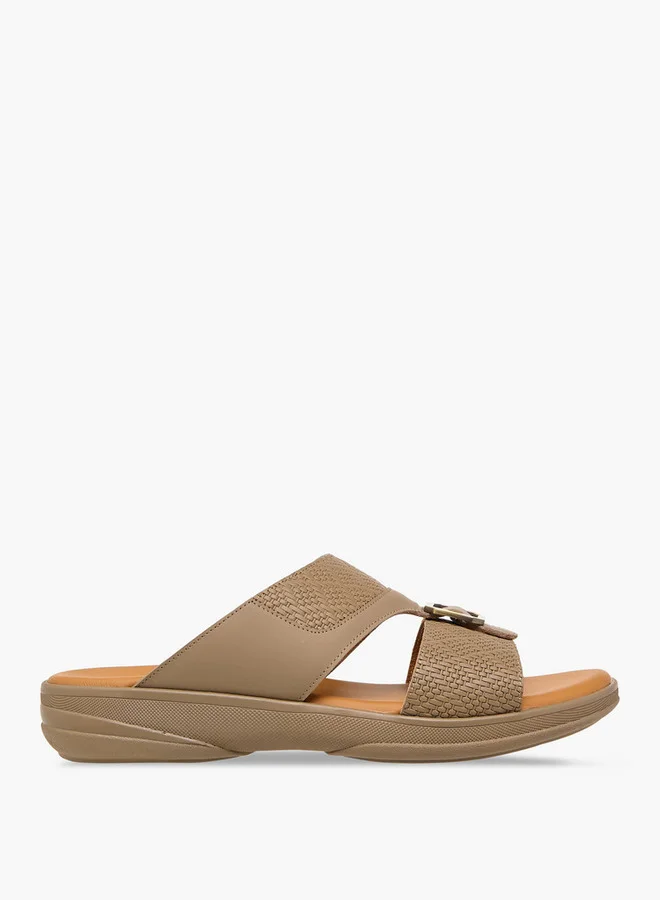 DUCHINI Men's Buckle Accent Slip-On Arabic Sandals