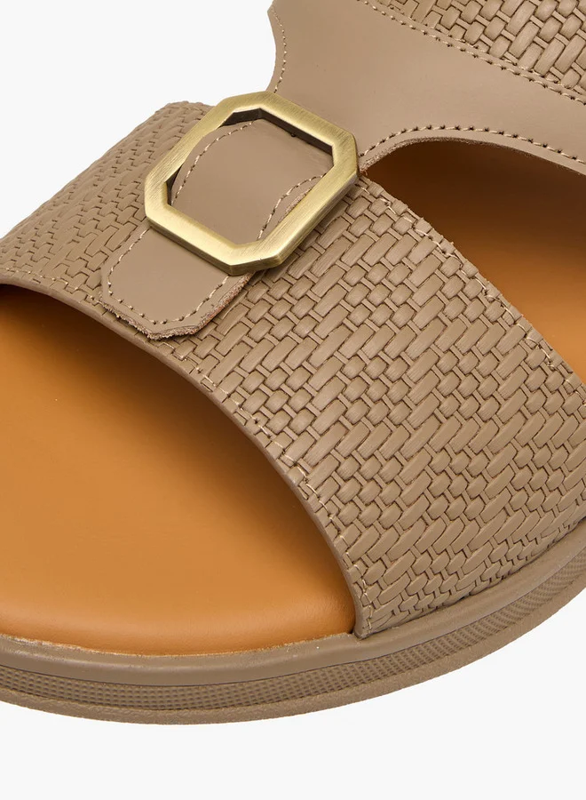 DUCHINI Men's Buckle Accent Slip-On Arabic Sandals