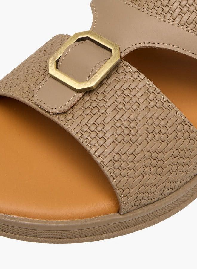 DUCHINI Men's Buckle Accent Slip-On Arabic Sandals - Image 4