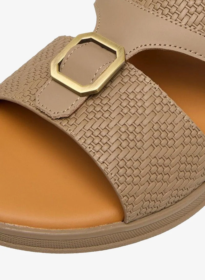 DUCHINI BEIGE Men's Buckle Accent Slip-On Arabic Sandals Ramadan Collection for Men | Best Price UAE