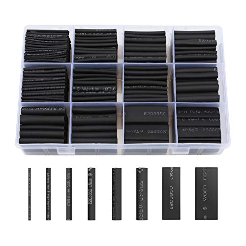 innhom 650pcs Heat Shrink Tubing Black innhom Heat Shrink Tube Wire Shrink Wrap UL Approved Ratio 2:1 Electrical Cable Wire Kit Set Long Lasting Insulation Protection, Safe and Easy, Eco-Friendly Material - Image 1
