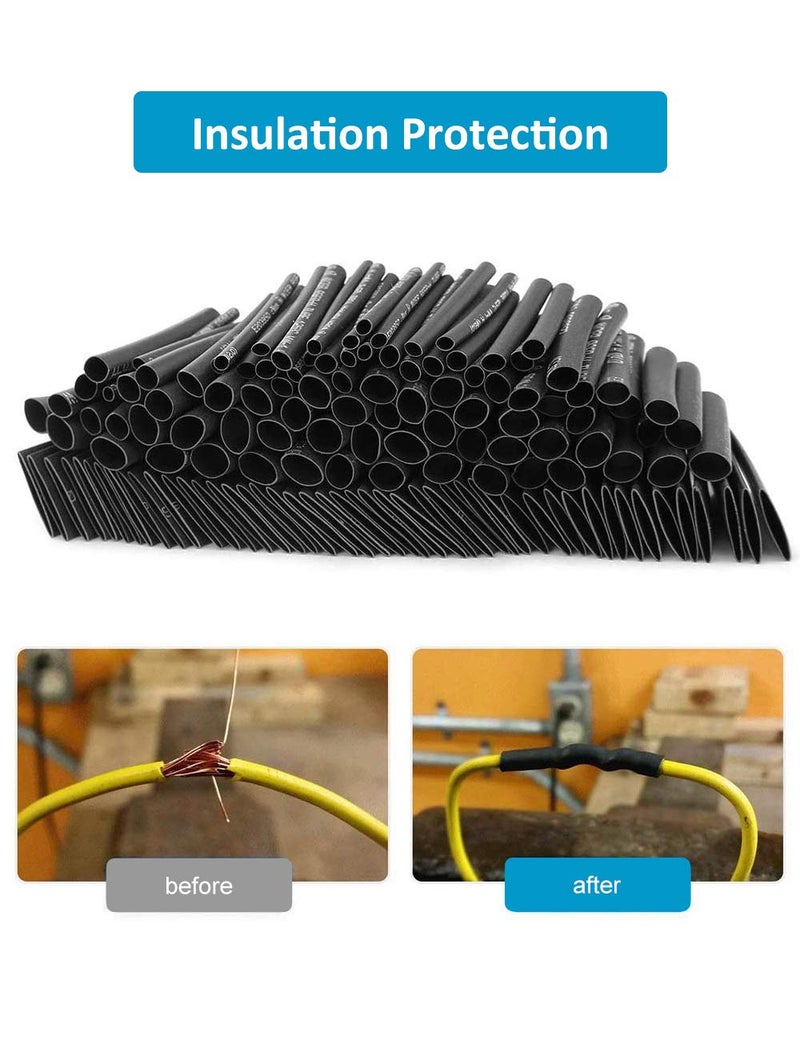 innhom 650pcs Heat Shrink Tubing Black innhom Heat Shrink Tube Wire Shrink Wrap UL Approved Ratio 2:1 Electrical Cable Wire Kit Set Long Lasting Insulation Protection, Safe and Easy, Eco-Friendly Material - Image 5