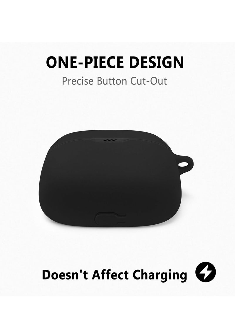 Generic - Silicone Carrying Case Compatible with JBL Tune Buds Headphones Portable Scratch Cover with Carabiner (Black) - Image 1