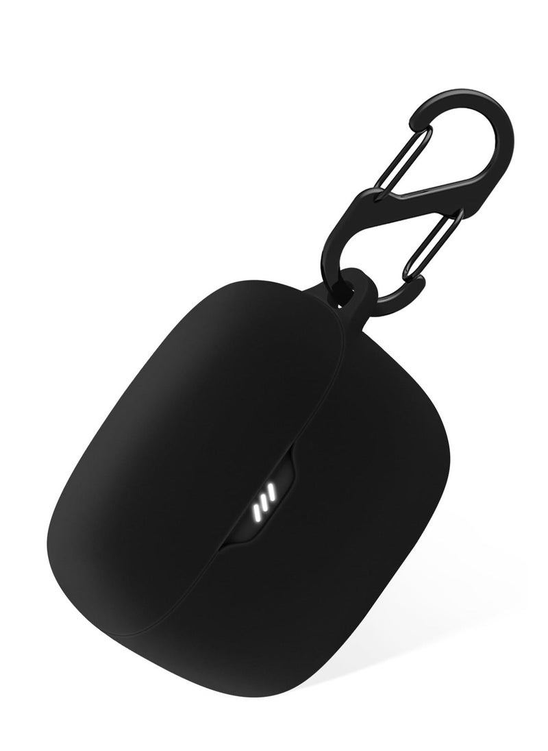 Generic - Silicone Carrying Case Compatible with JBL Tune Buds Headphones Portable Scratch Cover with Carabiner (Black) - Image 1