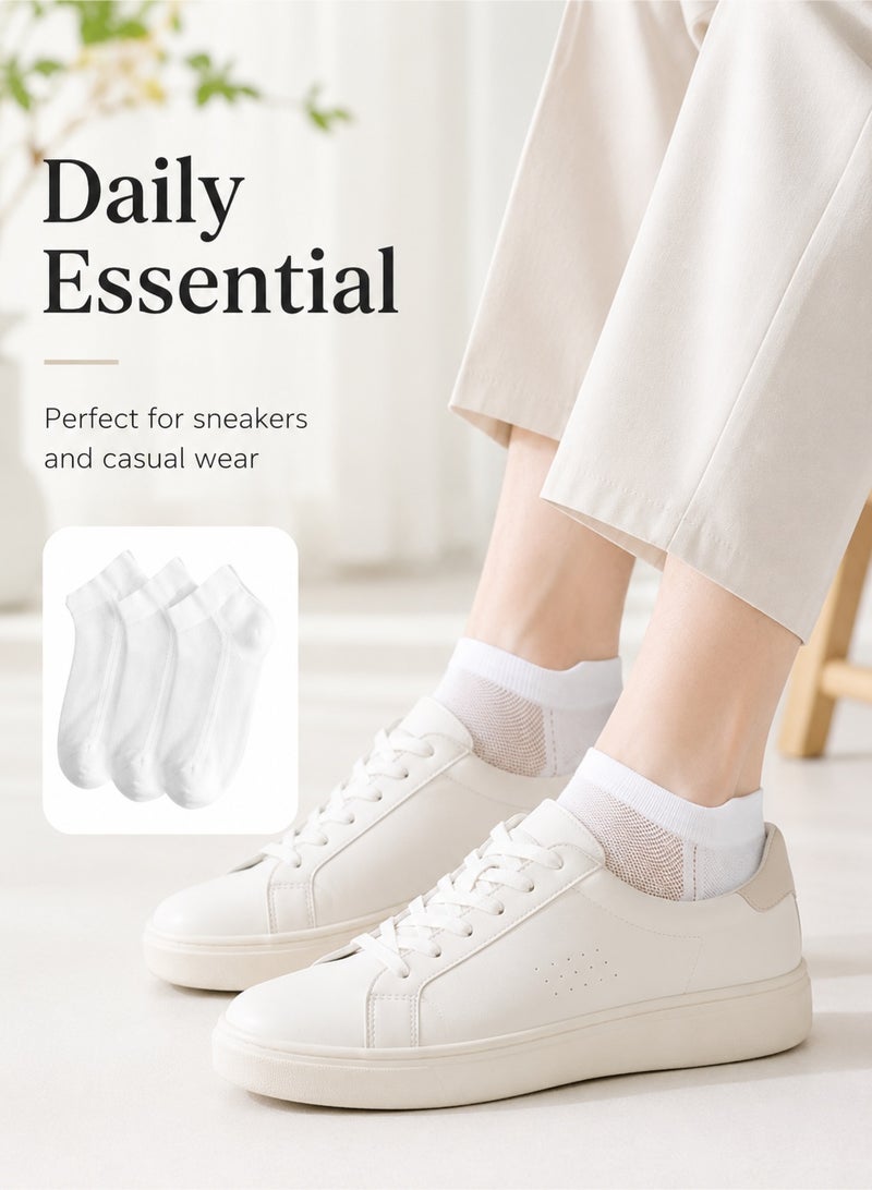 Zylo 3 Pairs Women’s White Breathable Mesh Ankle Socks, Soft Low Cut Comfort Socks - Image 5