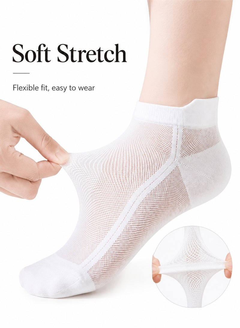 Zylo 3 Pairs Women’s White Breathable Mesh Ankle Socks, Soft Low Cut Comfort Socks - Image 2