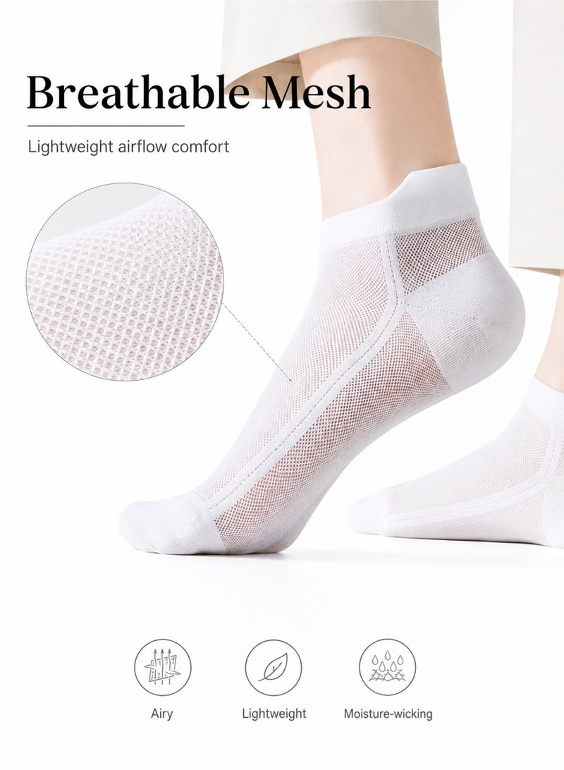 Zylo 3 Pairs Women’s White Breathable Mesh Ankle Socks, Soft Low Cut Comfort Socks - Image 4