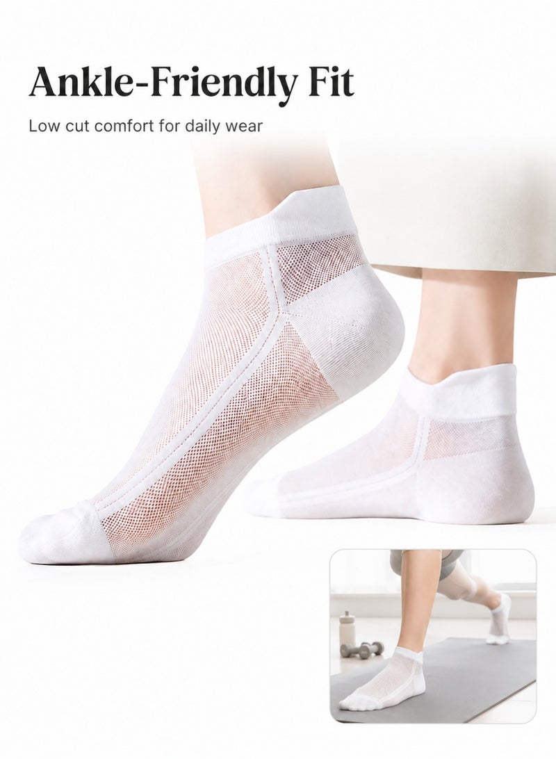 Zylo 3 Pairs Women’s White Breathable Mesh Ankle Socks, Soft Low Cut Comfort Socks - Image 3
