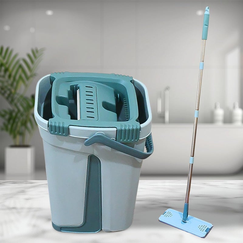 Oblivion 2in1 Scratch Cleaning Mop SelfCleaning Flat HandsFree WashDry Mop with Scrubber EasyClean System Microfiber Pads Lightweight Handle for QuickDry Durable Cleaning - Image 1